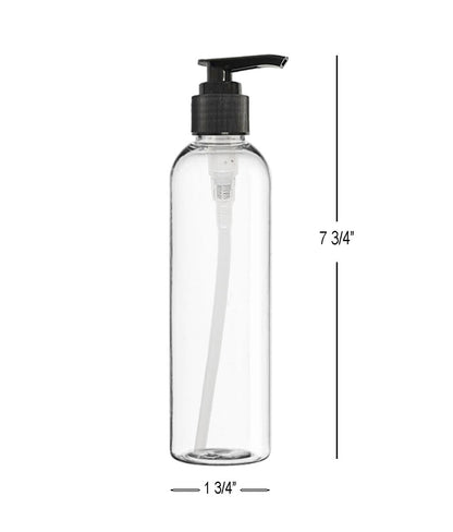 ljdeals 8 oz Clear Plastic Pump Bottles - Empty Refillable Containers for Shampoo, Lotions, Creams - BPA Free, Made in USA (Pack of 2)