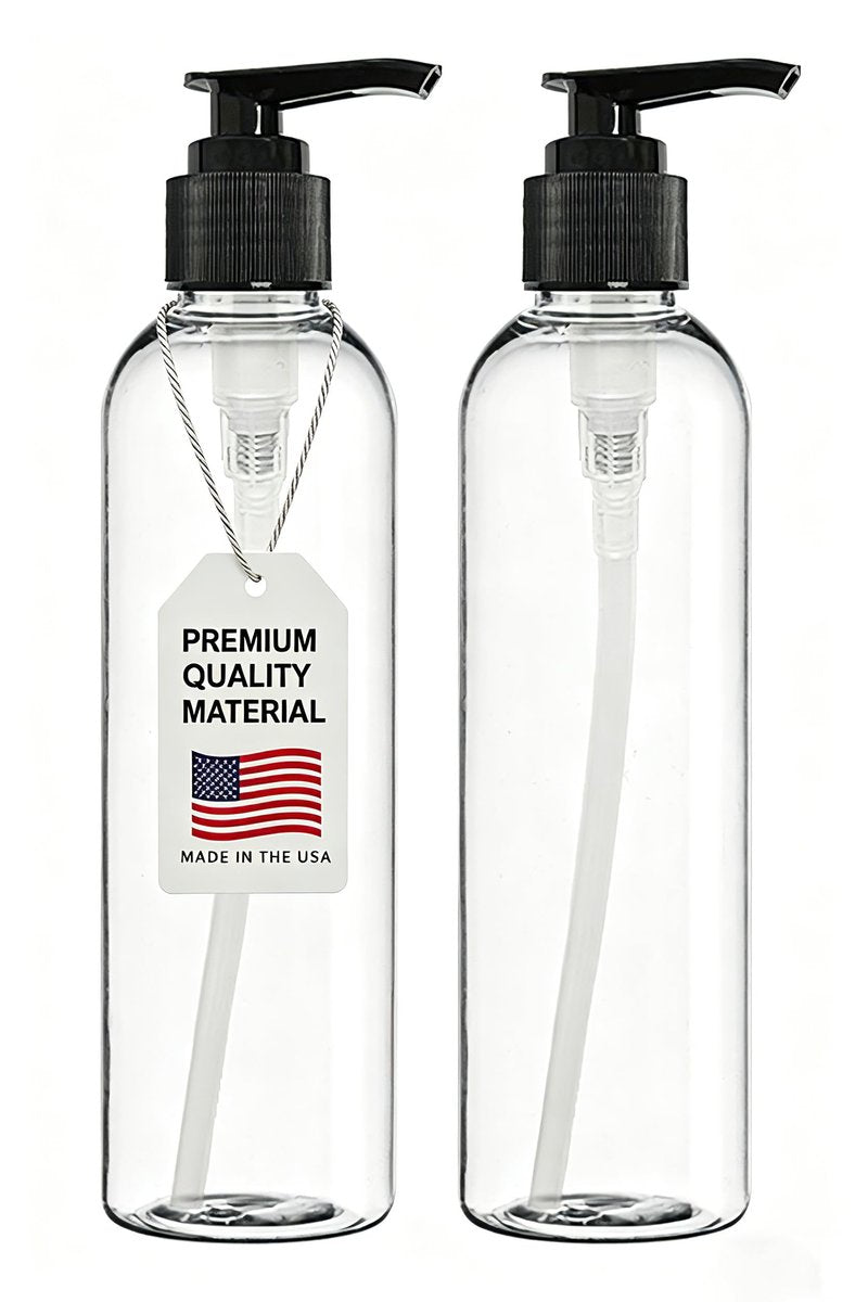 ljdeals 8 oz Clear Plastic Pump Bottles - Empty Refillable Containers for Shampoo, Lotions, Creams - BPA Free, Made in USA (Pack of 2) - görsel 1