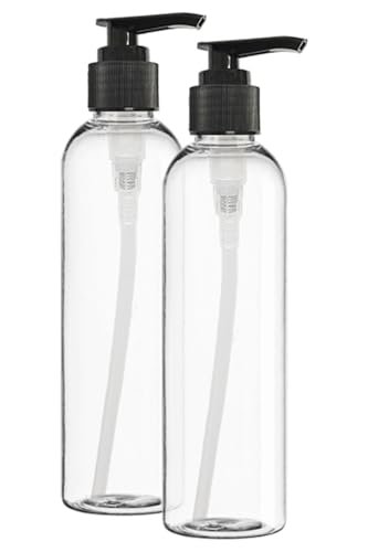 ljdeals 8 oz Clear Plastic Pump Bottles - Empty Refillable Containers for Shampoo, Lotions, Creams - BPA Free, Made in USA (Pack of 2) - görsel 4