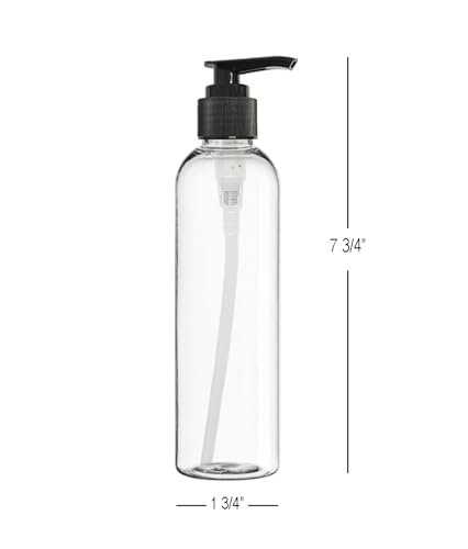 ljdeals 8 oz Clear Plastic Pump Bottles - Empty Refillable Containers for Shampoo, Lotions, Creams - BPA Free, Made in USA (Pack of 2) - görsel 6
