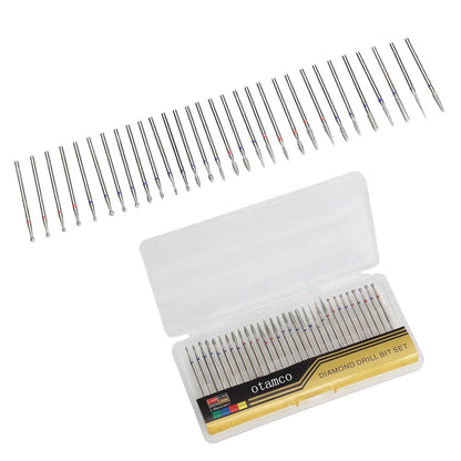 Professional Safety Diamond Nail Drill Bit Set - 30 Piece Carbide Cuticle Bits for Electric Manicure & Pedicure (3/32 inch)
