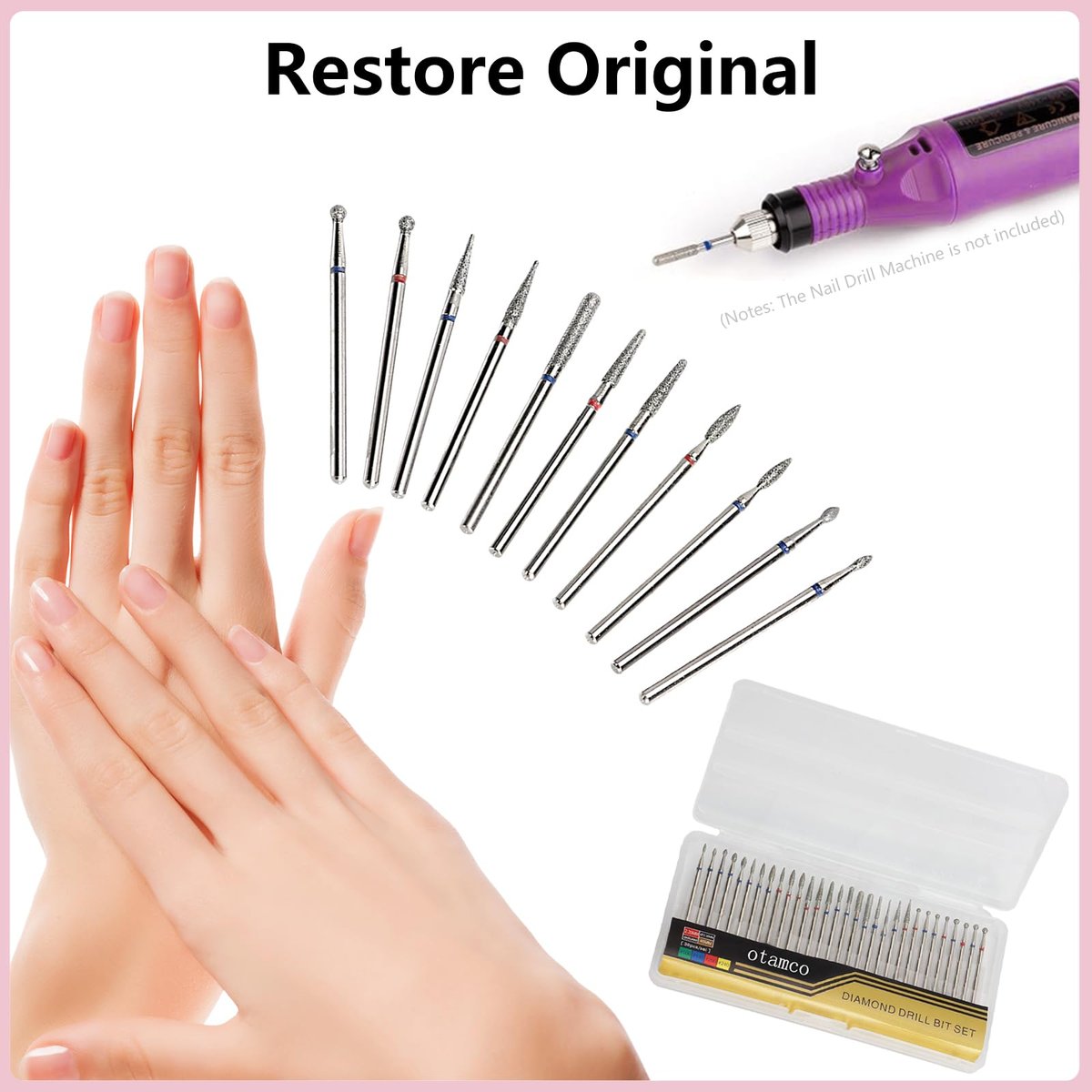 Professional Safety Diamond Nail Drill Bit Set - 30 Piece Carbide Cuticle Bits for Electric Manicure & Pedicure (3/32 inch) - görsel 5