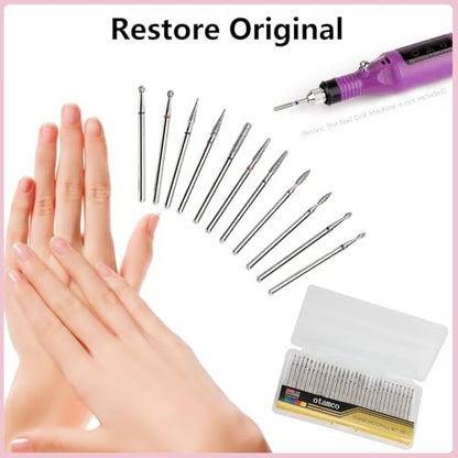 Professional Safety Diamond Nail Drill Bit Set - 30 Piece Carbide Cuticle Bits for Electric Manicure & Pedicure (3/32 inch)