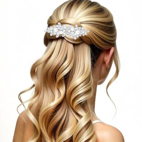 Nogeqi 4PCS Sparkly Rhinestone Hair Clips for Women - Silver Flower Crystal Hair Clips, Metal Alloy Rhinestone Barrettes for Wedding, Party, Everyday - görsel 12