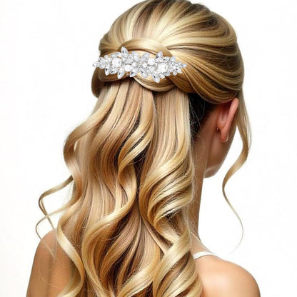 Nogeqi 4PCS Sparkly Rhinestone Hair Clips for Women - Silver Flower Crystal Hair Clips, Metal Alloy Rhinestone Barrettes for Wedding, Party, Everyday