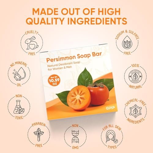 GPP Persimmon Soap Bar for Body Odor Control – 3 Pack Natural Deodorizing Soap for Women & Men, Eliminates Old People Smell, 3.53 oz Each - görsel 14