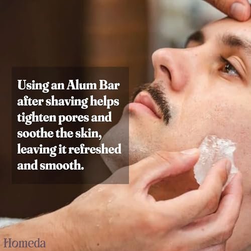 Homeda Alum Block for Shaving - Natural Alum Stone for Face & Underarm, Fitkari Deodorant for Men & Women with Storage Case (100g) - görsel 3