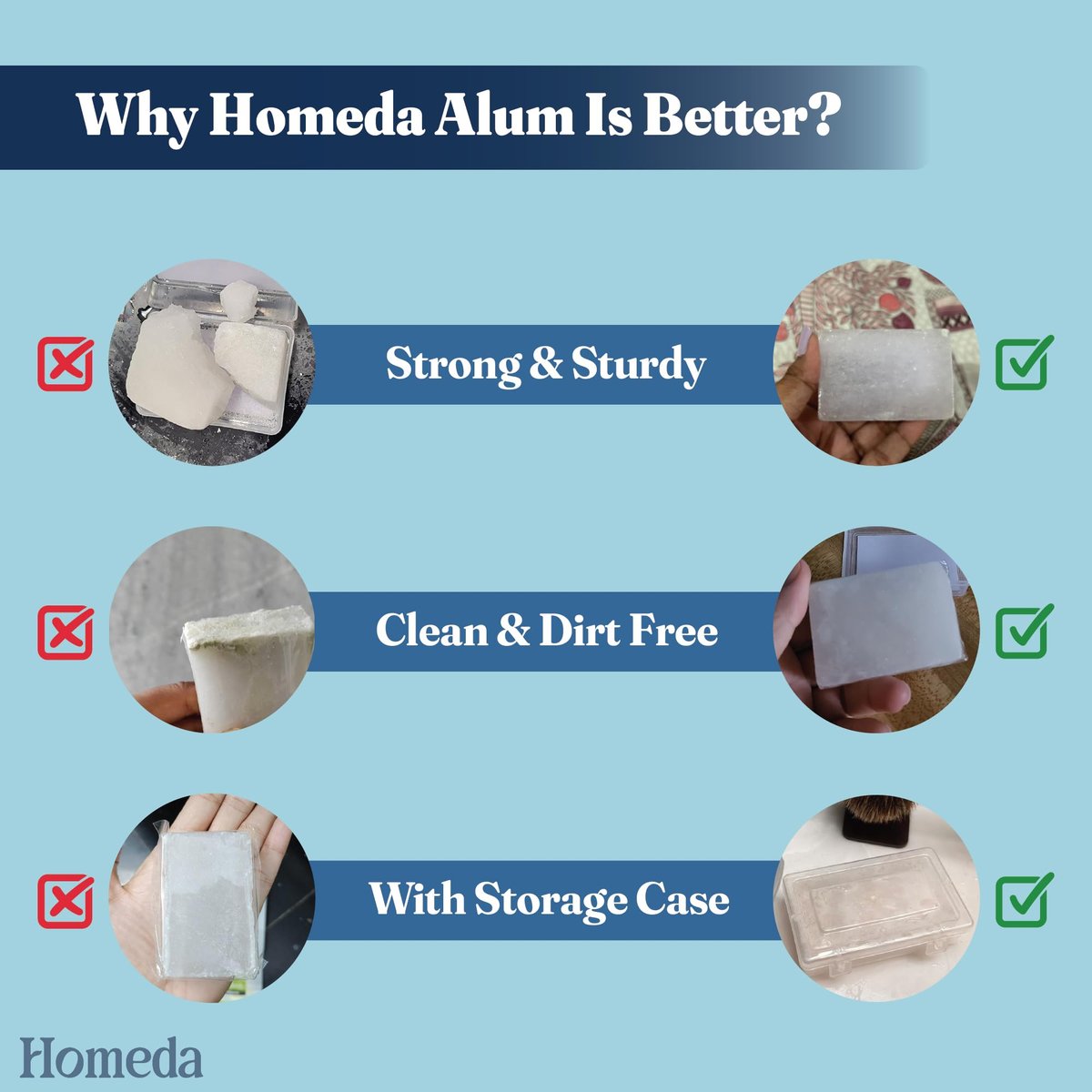 Homeda Alum Block for Shaving - Natural Alum Stone for Face & Underarm, Fitkari Deodorant for Men & Women with Storage Case (100g) - görsel 12
