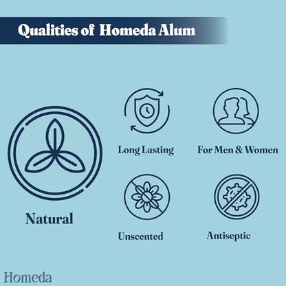 Homeda Alum Block for Shaving - Natural Alum Stone for Face & Underarm, Fitkari Deodorant for Men & Women with Storage Case (100g)