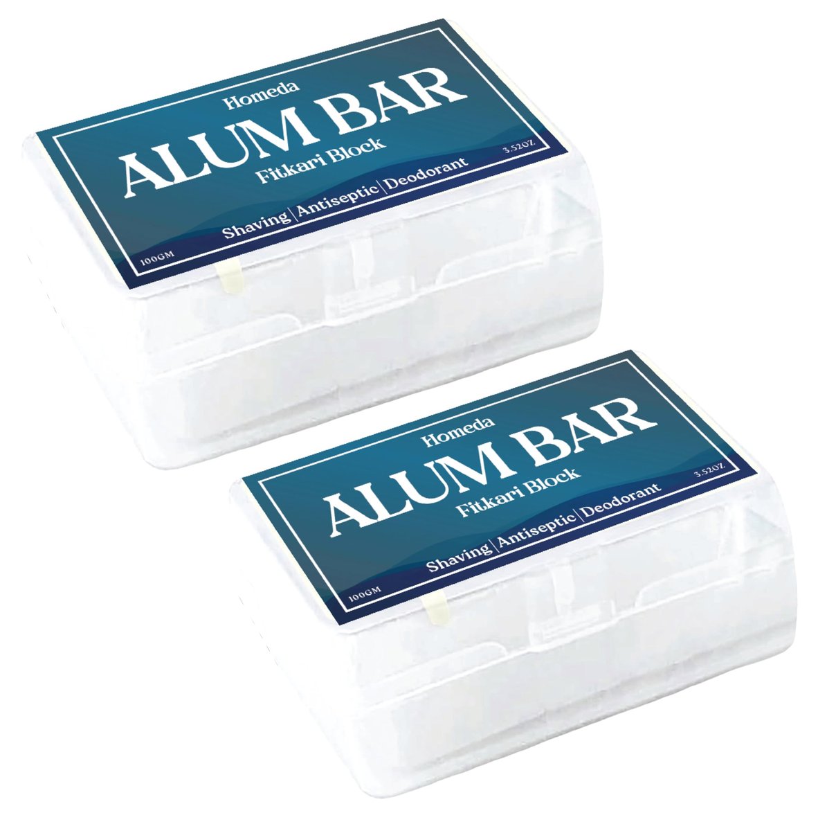 Homeda Natural Alum Block for Shaving & Deodorant – 100g x 2 Pieces with Storage Case - görsel 1