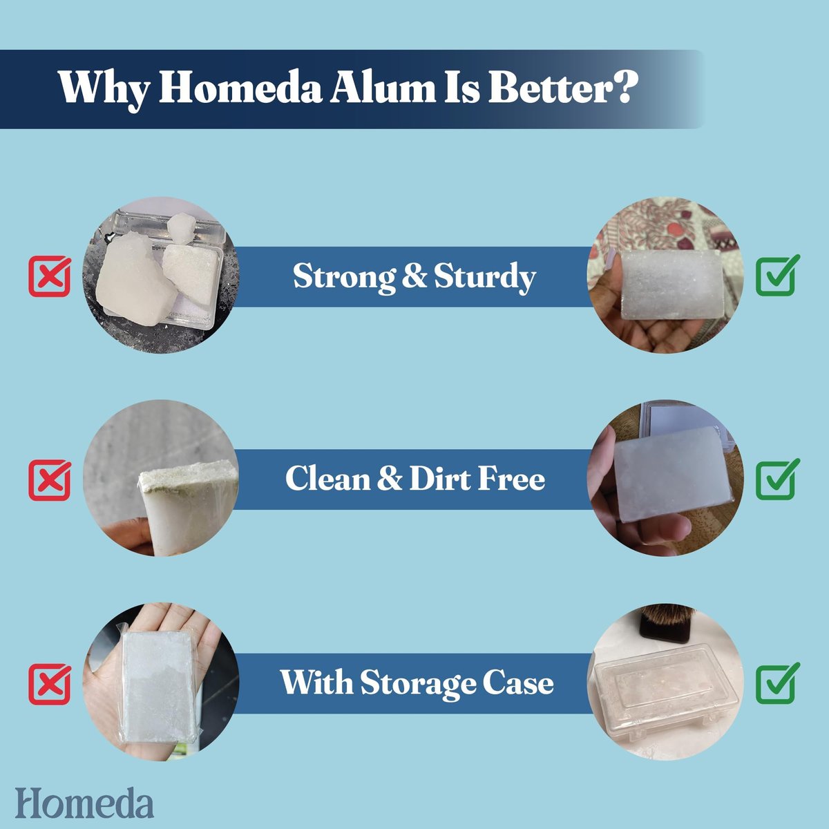 Homeda Natural Alum Block for Shaving & Deodorant – 100g x 2 Pieces with Storage Case - görsel 9