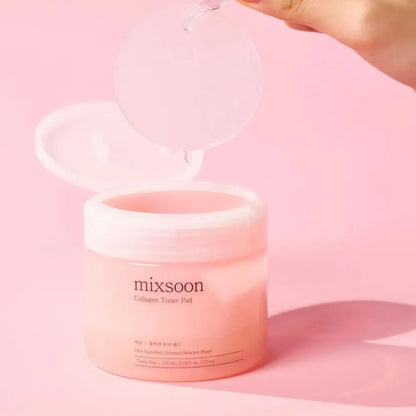 Mixsoon Collagen Toner Pad - Hyaluronic Acid, Hydrating, Firming & Smoothing Facial Pads for Elastic, Radiant Skin - Korean Glass Skin Care, 170ml / 5.74 fl.oz. Avelisse