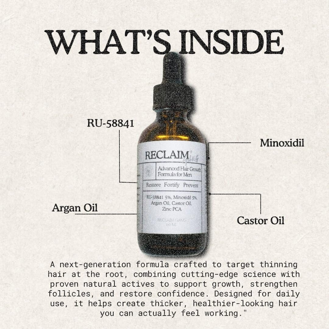 RU58841 + Minoxidil Hair Growth Support Serum (60ml) – Thicker, Fuller Hair with Natural Hydrating Oils Avelisse