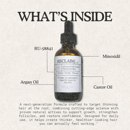 RU58841 + Minoxidil Hair Growth Support Serum (60ml) – Thicker, Fuller Hair with Natural Hydrating Oils Avelisse