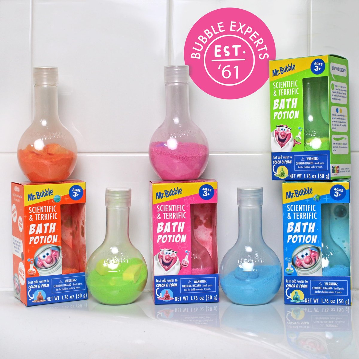 Mr. Bubble The Original Kids Bath Bomb Potions - Colorful Fizzy Fun with Foam & Bubble Science Beaker (Pack of 2) - görsel 5