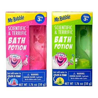 Mr. Bubble The Original Kids Bath Bomb Potions - Colorful Fizzy Fun with Foam & Bubble Science Beaker (Pack of 2)