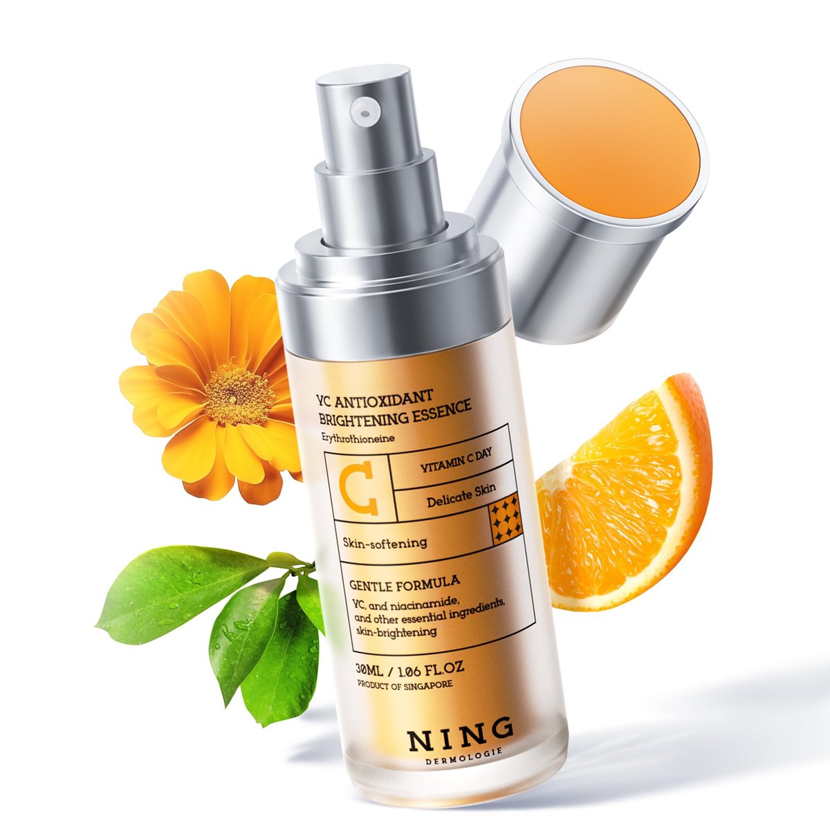 NING DERMOLOGIE Vitamin C Serum with Niacinamide & Ethyl Ascorbic Acid: Brightening, Moisturizing Face Serum for Dark Spots, Hyperpigmentation & Anti-Aging Treatment | Korean Synergy Formula 1.01oz Avelisse