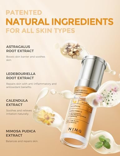NING DERMOLOGIE Vitamin C Serum with Niacinamide & Ethyl Ascorbic Acid: Brightening, Moisturizing Face Serum for Dark Spots, Hyperpigmentation & Anti-Aging Treatment | Korean Synergy Formula 1.01oz Avelisse
