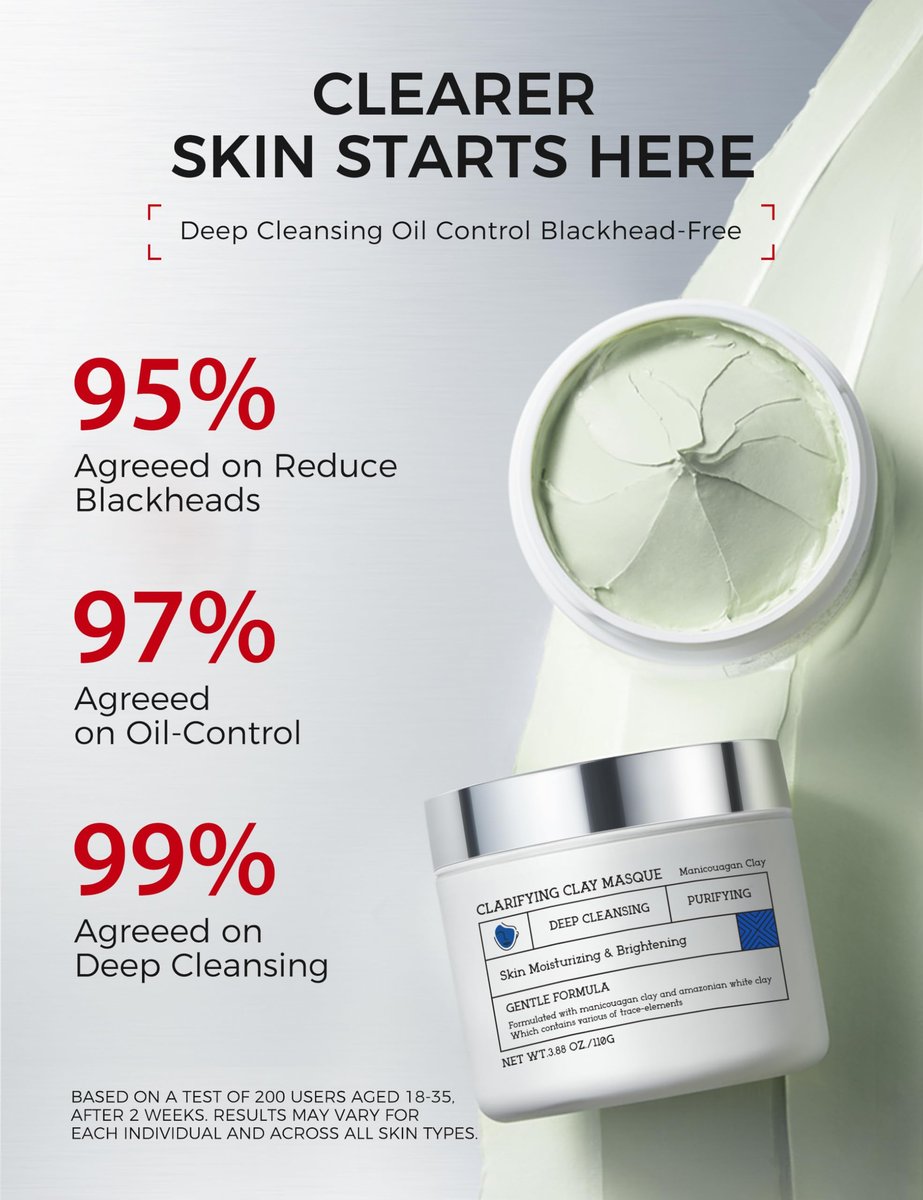 NING DERMOLOGIE Clay Mask for Face & Sensitive Skin - Triple Mud Formula, Deep Cleans Pores, Reduces Acne, Balances Oil & Improves Texture - 3.88 Oz - görsel 11
