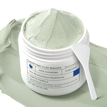NING DERMOLOGIE Clay Mask for Face & Sensitive Skin - Triple Mud Formula, Deep Cleans Pores, Reduces Acne, Balances Oil & Improves Texture - 3.88 Oz