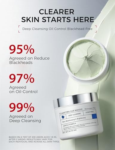 NING DERMOLOGIE Clay Mask for Face & Sensitive Skin - Triple Mud Formula, Deep Cleans Pores, Reduces Acne, Balances Oil & Improves Texture - 3.88 Oz
