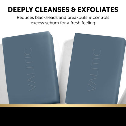 VALITIC Salicylic Acid & Vitamin C Soap Bar 2-Pack – Exfoliating Face & Body Wash for Blackheads, Pores & Blemish-Prone Skin with Collagen, Hyaluronic Acid, Vitamin E Avelisse