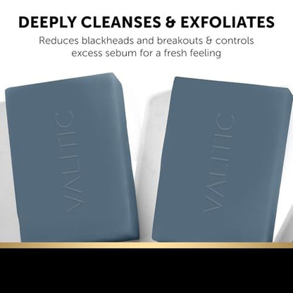 VALITIC Salicylic Acid & Vitamin C Soap Bar 2-Pack – Exfoliating Face & Body Wash for Blackheads, Pores & Blemish-Prone Skin with Collagen, Hyaluronic Acid, Vitamin E Avelisse
