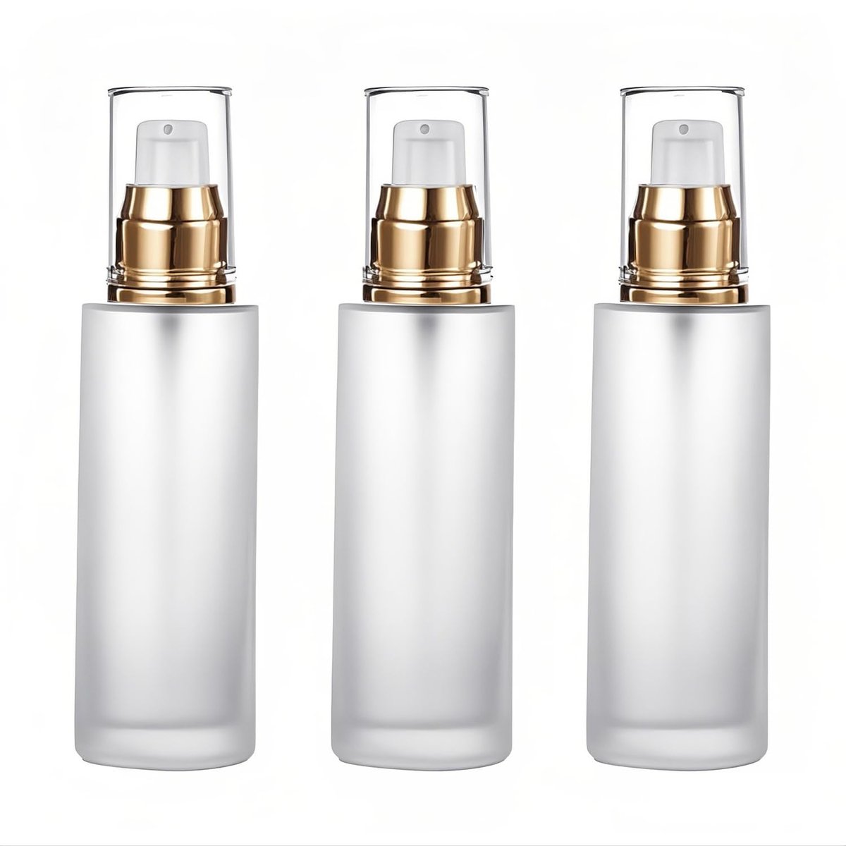 Doromy 3Pcs Frosted Glass Lotion Pump Bottles – Refillable Travel Containers 60ml/2oz with Pump Dispensers for Cream, Emulsion, Essential Oils - görsel 1