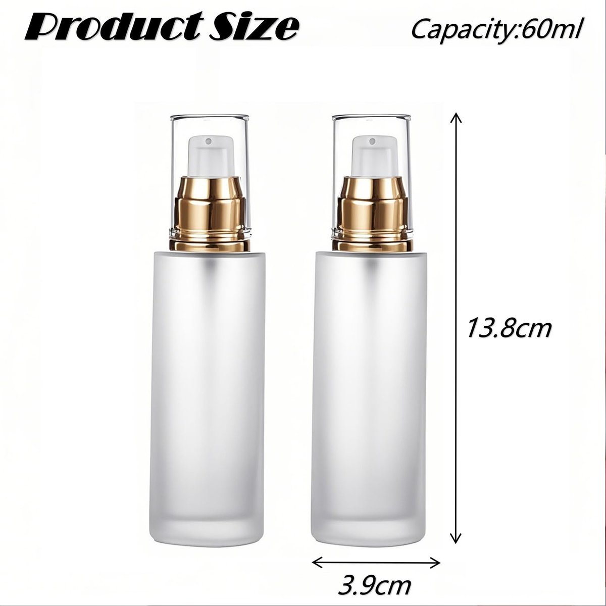 Doromy 3Pcs Frosted Glass Lotion Pump Bottles – Refillable Travel Containers 60ml/2oz with Pump Dispensers for Cream, Emulsion, Essential Oils - görsel 3