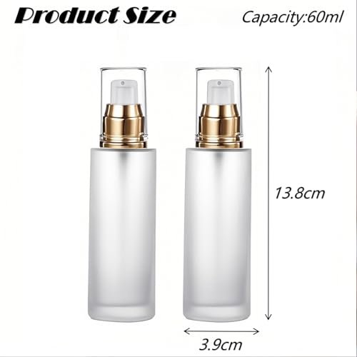 Doromy 3Pcs Frosted Glass Lotion Pump Bottles – Refillable Travel Containers 60ml/2oz with Pump Dispensers for Cream, Emulsion, Essential Oils - görsel 4
