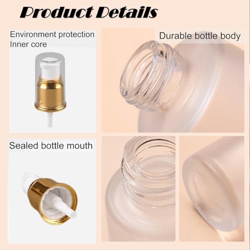 Doromy 3Pcs Frosted Glass Lotion Pump Bottles – Refillable Travel Containers 60ml/2oz with Pump Dispensers for Cream, Emulsion, Essential Oils - görsel 6