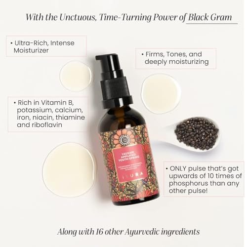 iYURA Yauvari Amplified Youth Spring Face & Neck Moisturizer – Firming Face Oil for Dry, Mature Skin with Black Gram (1.69 fl oz) Avelisse
