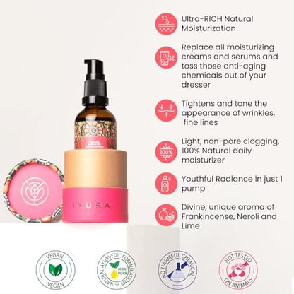 iYURA Yauvari Amplified Youth Spring Face & Neck Moisturizer – Firming Face Oil for Dry, Mature Skin with Black Gram (1.69 fl oz) Avelisse