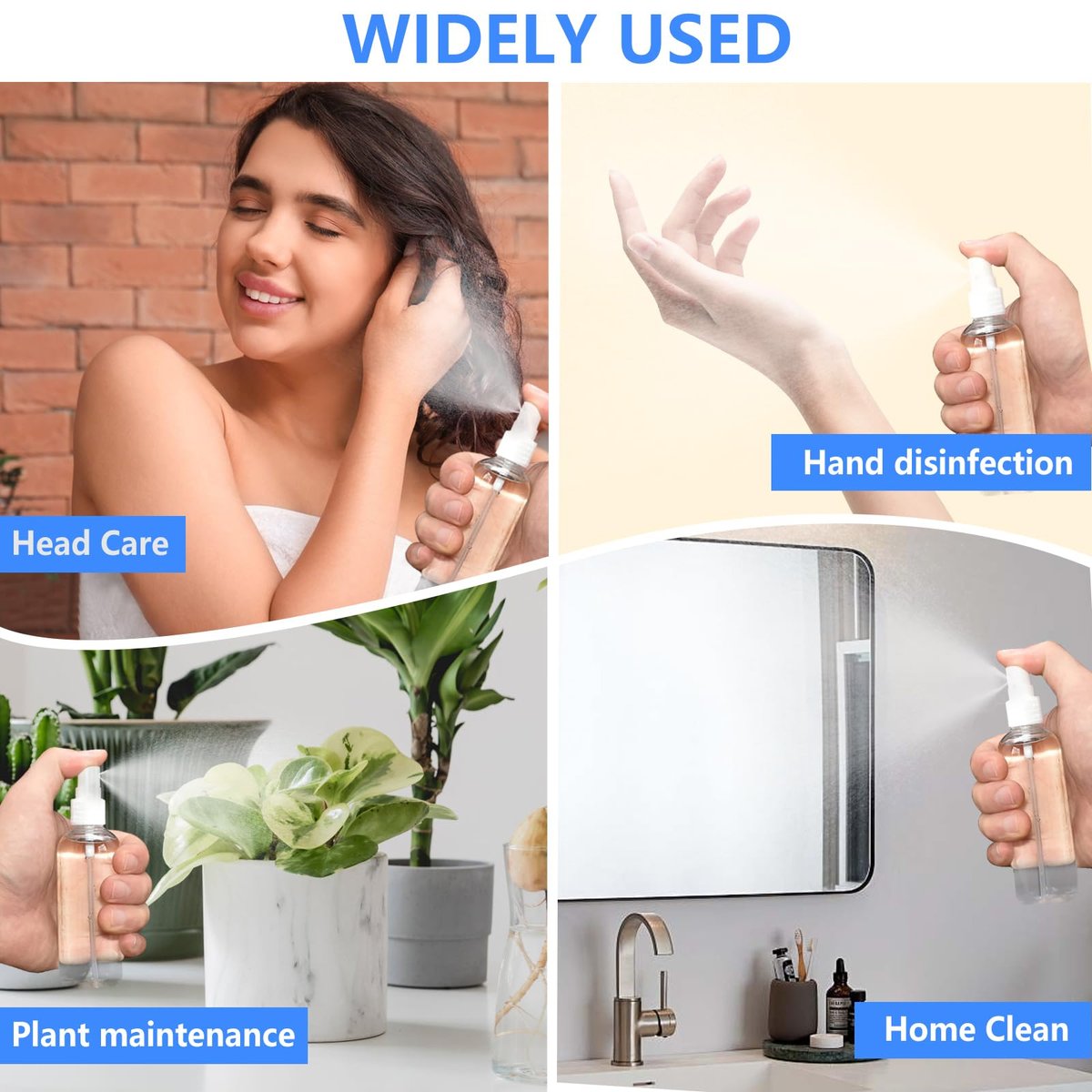 DTDNZKN 4 Pack 2 Oz (50ml) Mini Spray Bottles – Clear Travel Size Spray Bottles, Leak Proof with Funnels and Labels - görsel 9