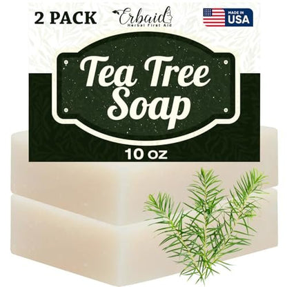 Erbaid Tea Tree Soap Bar – Natural Defense for Face & Body, 5 oz (Pack of 2) – Fights Acne, Soothes Irritation, Deeply Cleansing Hydrating Cleanser