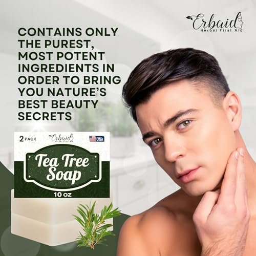 Erbaid Tea Tree Soap Bar – Natural Defense for Face & Body, 5 oz (Pack of 2) – Fights Acne, Soothes Irritation, Deeply Cleansing Hydrating Cleanser - görsel 16