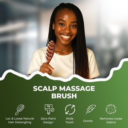Locsanity Sandalwood Dreadlocks Brush - Natural Wooden Loc Brush with Wide Tooth Bristles for Dreads, Twists, Microlocs & Sisterlocks - Ergonomic Scalp Massage Comb for Detangling & Retwist Avelisse