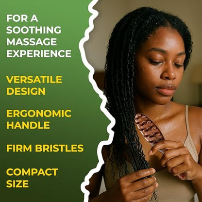 Locsanity Sandalwood Dreadlocks Brush - Natural Wooden Loc Brush with Wide Tooth Bristles for Dreads, Twists, Microlocs & Sisterlocks - Ergonomic Scalp Massage Comb for Detangling & Retwist Avelisse