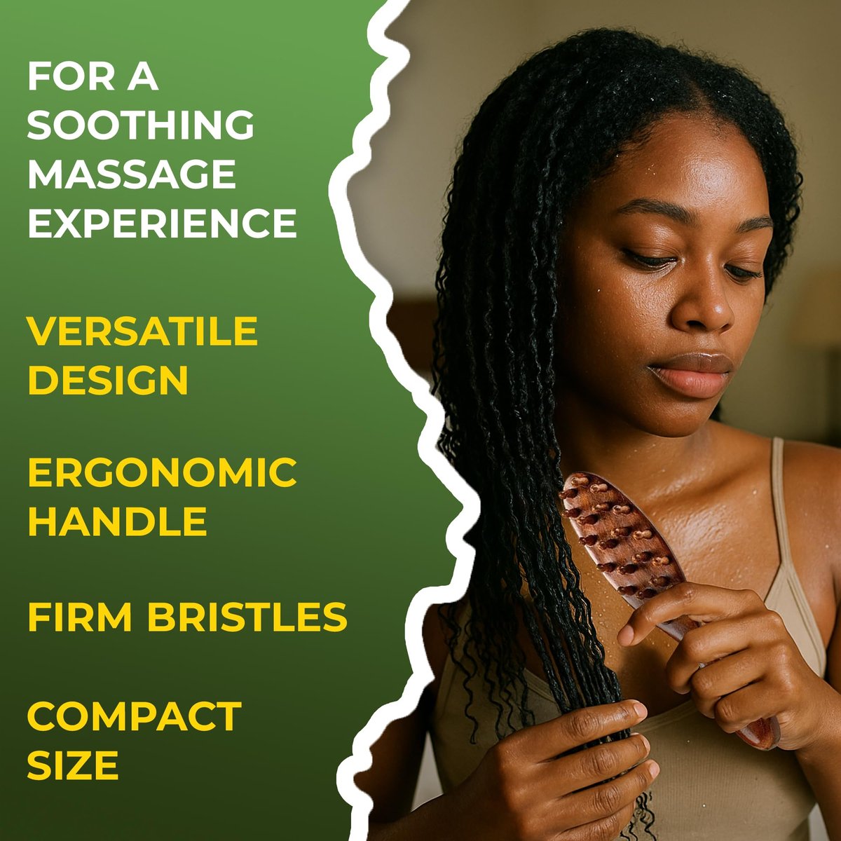 Locsanity Sandalwood Dreadlocks Brush - Natural Wooden Loc Brush with Wide Tooth Bristles for Dreads, Twists, Microlocs & Sisterlocks - Ergonomic Scalp Massage Comb for Detangling & Retwist Avelisse
