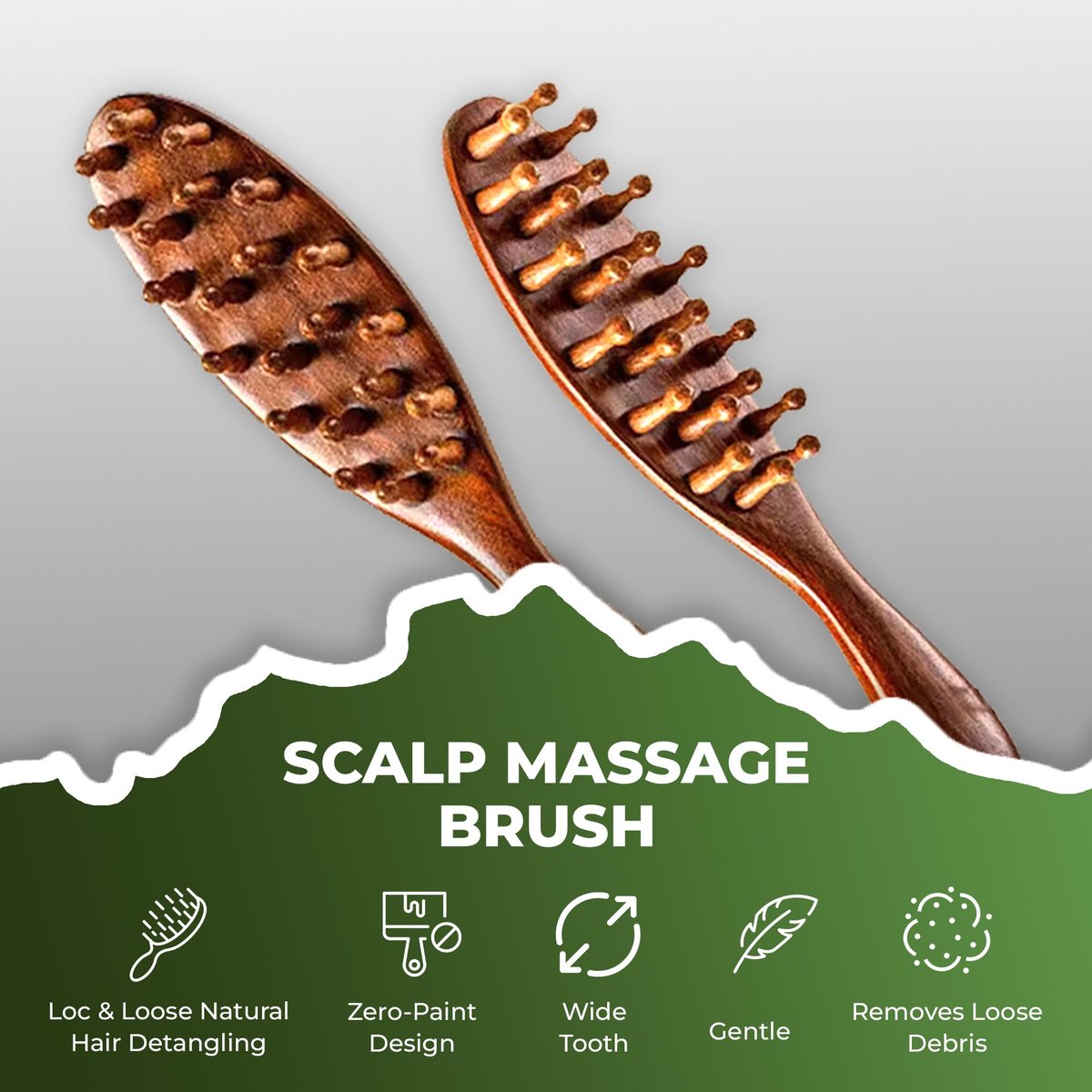 Locsanity Sandalwood Dreadlocks Brush - Natural Wooden Loc Brush with Wide Tooth Bristles for Dreads, Twists, Microlocs & Sisterlocks - Ergonomic Scalp Massage Comb for Detangling & Retwist Avelisse