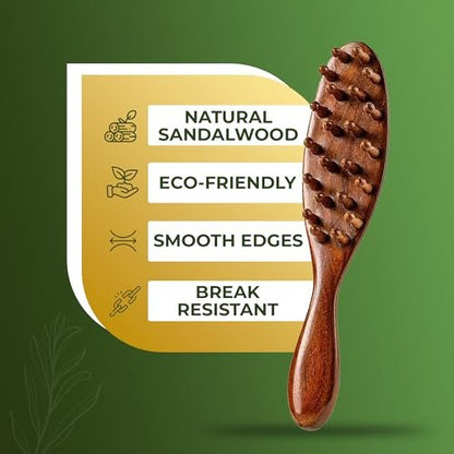 Locsanity Sandalwood Dreadlocks Brush - Natural Wooden Loc Brush with Wide Tooth Bristles for Dreads, Twists, Microlocs & Sisterlocks - Ergonomic Scalp Massage Comb for Detangling & Retwist Avelisse