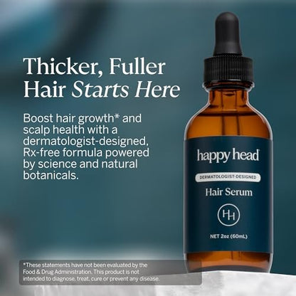 Happy Head Hair Serum for Men & Women – Procapil, Biotin, Ashwagandha & Collagen Leave-In Scalp Treatment for Daily Hair Care, Lightweight 2 Oz Bottle Avelisse