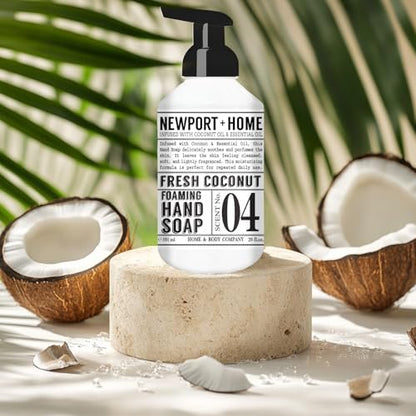 Newport Home Foaming Hand Soap 4-Pack – 20oz Bottles, Lemon Verbena & Fresh Coconut Scents by Home & Body Company Avelisse