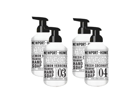 Newport Home Foaming Hand Soap 4-Pack – 20oz Bottles, Lemon Verbena & Fresh Coconut Scents by Home & Body Company Avelisse