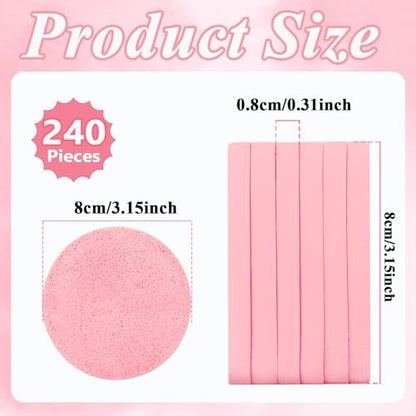 240 Pieces Facial Sponge Compressed – Professional Makeup Removal Sponge Pad, Round Face Cleaning Sponge for Spa, Exfoliating, Mask Avelisse