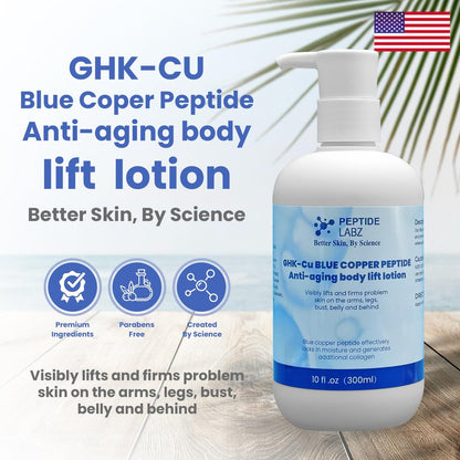 Copper Peptide & Hyaluronic Acid Body Lotion - Skin Revitalizing, Firming & Hydrating Formula - 10 Fl Oz Avelisse