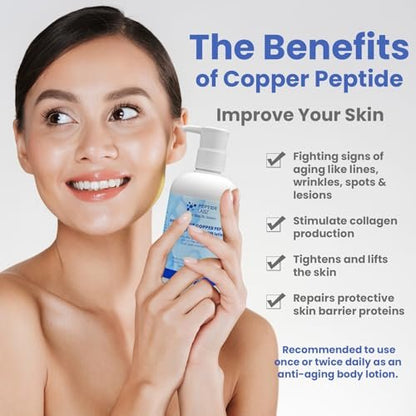 Copper Peptide & Hyaluronic Acid Body Lotion - Skin Revitalizing, Firming & Hydrating Formula - 10 Fl Oz Avelisse
