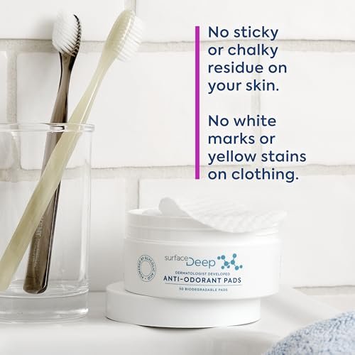 Surface Deep Anti-Odorant Pads – Aluminum-Free Deodorant & Glycolic Acid Exfoliation, 50 Pads Avelisse