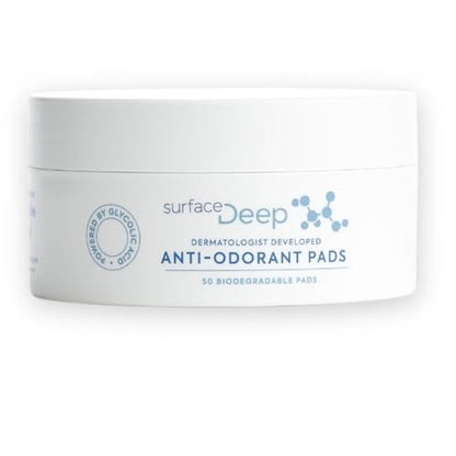 Surface Deep Anti-Odorant Pads – Aluminum-Free Deodorant & Glycolic Acid Exfoliation, 50 Pads Avelisse