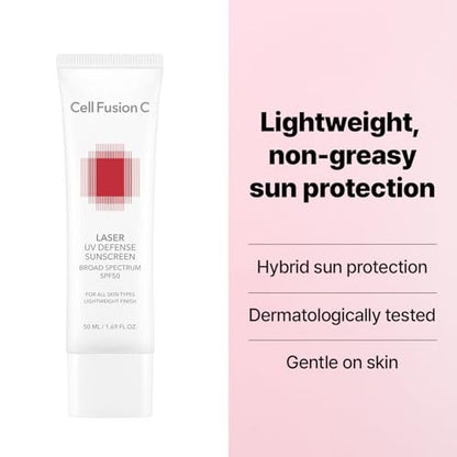 Cell Fusion C Laser UV Defense Sunscreen SPF 50 - PDRN Sunscreen with Lightweight Soft Matt Finish, Oxybenzone Free, Korean Skin Care, 50ml Avelisse